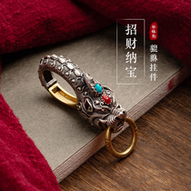 Pure Silver Leopard Leopard Car Key Buckle Pendant Handmade Practical Couple Send Mens Friends Gifts Upscale Hanging Ornaments