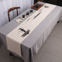 Painting handmade table flag cotton linen fabric tablecloth retro tea mat linen Zen tea table cloth long strip tea mat customized