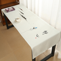 Custom coffee table tablecloth hand-painted new Chinese rectangular Zen tablecloth home Chinese style cotton linen tea tablecloth