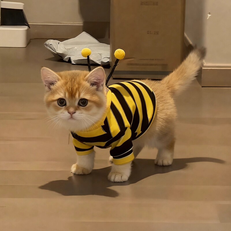 Cat Clothes for Spring and Autumn, Warm Silver Gradient Ragdoll British Shorthair Anti-Shedding Bee Hoodie, Cute Bee Outfit for Small Dogs Cat Clothes for Spring and Autumn, Warm Silver Gradient Ragdoll British Shorthair Anti-Shedding Bee Hoodie, Cute Bee Outfit for Small Dogs