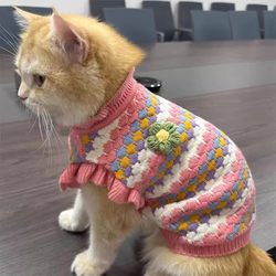 Kitten Clothes for Autumn and Winter, Anti-Shedding, Golden Gradient Ragdoll Blue Cat, Hairless Cat, Warm Winter Pet Thick Sweater