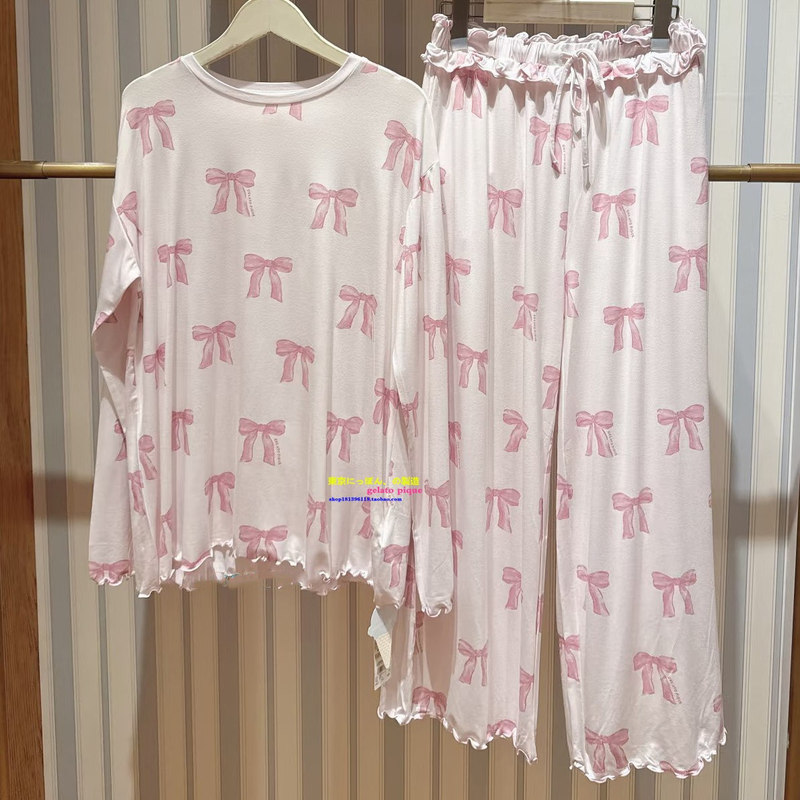 Japan Gp Gelato Pique Spring and Autumn New Modal Pajamas for Women with Bowknot Sweet Home Wear Set