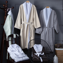 Five-star hotel bathrobe mens pure cotton revelers double water suction speed dry couples bath clothes spring and autumn a pair of sleeping gowns