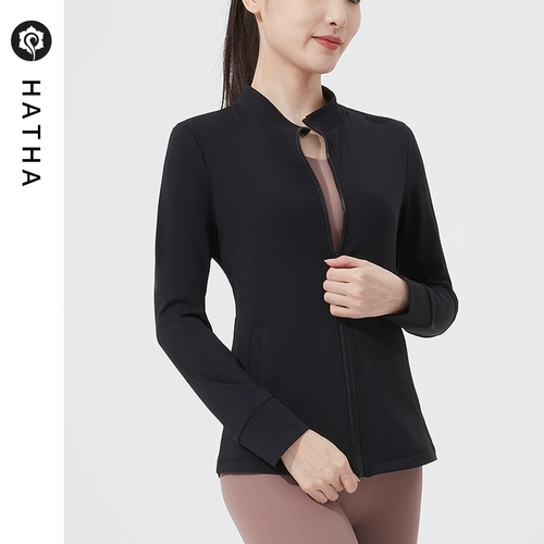 哈他 Осенняя демисезонная куртка для йоги, спортивная форма для тренировок, приталенный лонгслив, для бега
