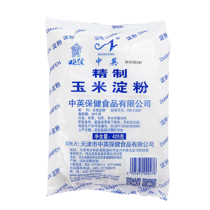 中英 玉米淀粉生粉 烘焙原料嫩肉烹调勾芡 家用食品 袋装包装425g
