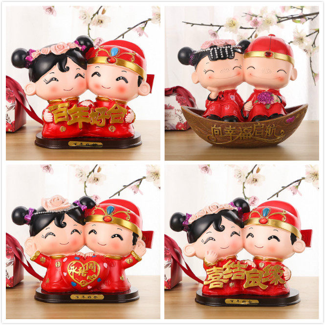 Wedding celebration doll wedding gift hundred years good festival wedding home decoration with Chinese furniture