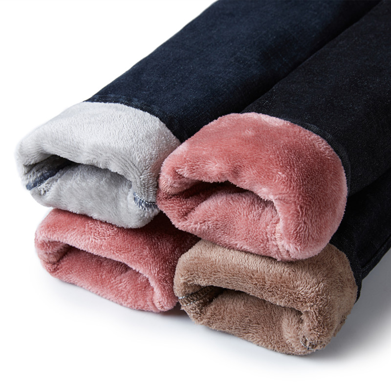 Gush denim smoke pipe pants woman 2021 autumn Winter Korean version of the new exterior wearing warm thickened display slim fit long pants