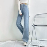 Бежевые весенние прямые свободные джинсы, летние приталенные тонкие штаны, 2025 года, высокая талия, оверсайз, размер