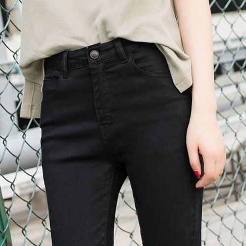 Черные джинсы, осенние приталенные эластичные штаны, 2024 года, высокая талия, в обтяжку