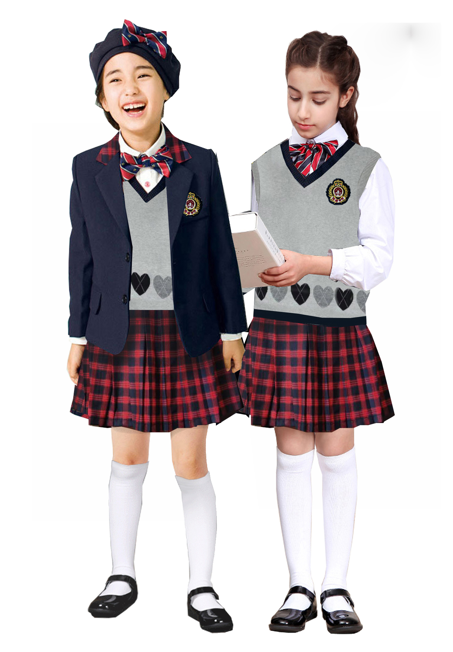 The female gift instrument is being fitted to the school uniform