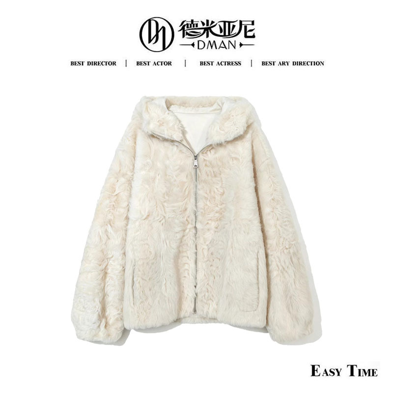 [Migongzi] Hooded Small Lake Sheep Fur One-Piece Xiaomi Exclusive Model Yf98017