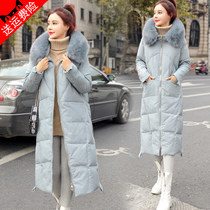 Long-length down cotton-padded womens winter knee cotton-padded jacket 2020 New ins Hong Kong wind hairy collar thick coat