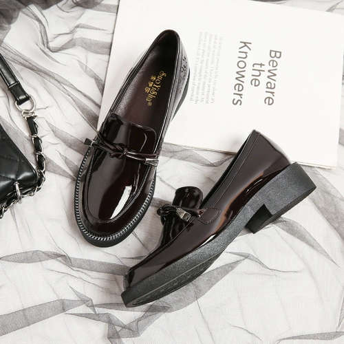 Весенние черные носки в английском стиле для кожаной обуви, японские ретро лоферы с бантиком, обувь, в британском стиле, коллекция 2022