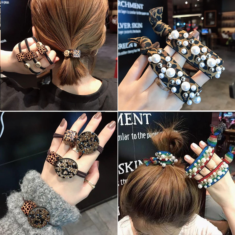 South Korea Dongdaemun BAO WEN hair ring Rubber band tie hair decoration leather cover net red Sen female ins hair ring Simple hair ring