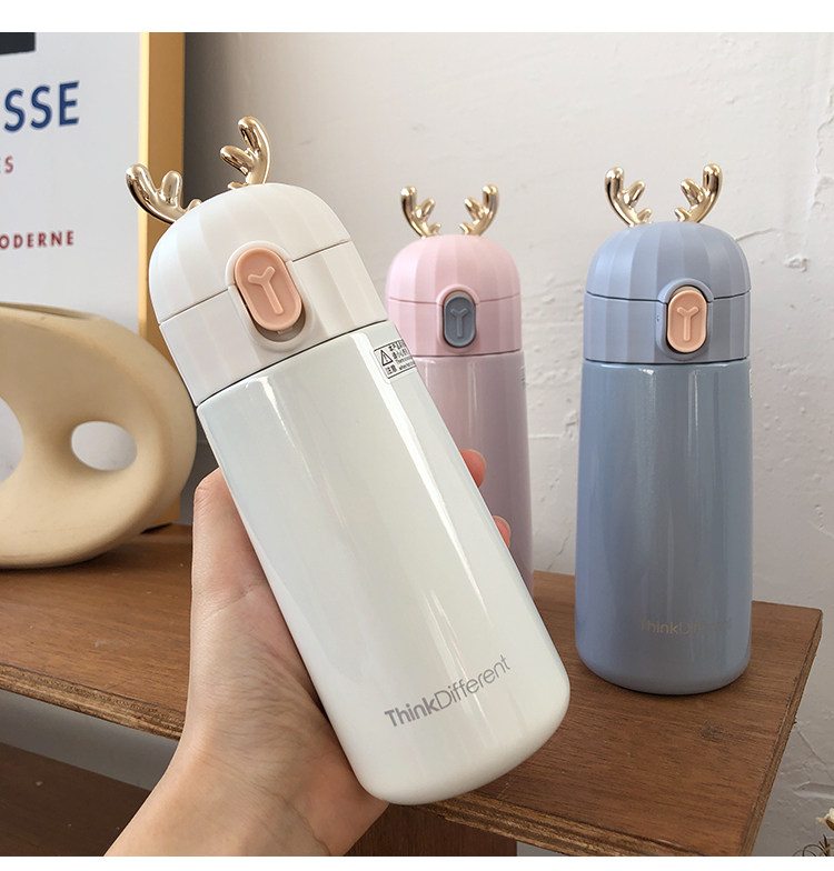 Creative water cup Simple Christmas thermos female student ins Harajuku wind net red cup cute portable couple