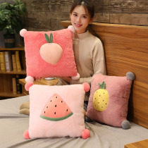 Cute rabbit doll hair fruit bedside pillow removable and washable soft bedside cushion hair ball big back pillow