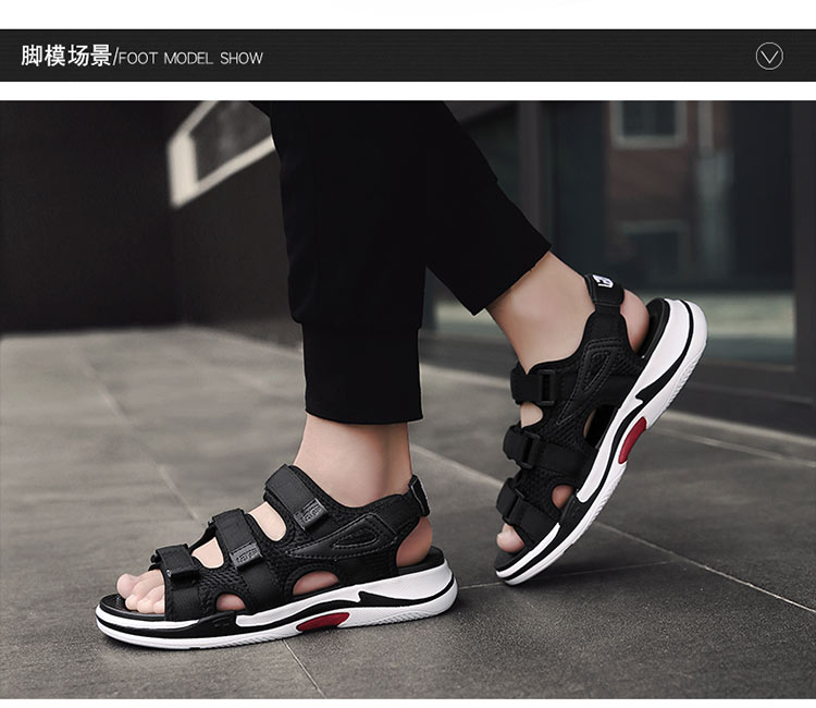 Lei Xiang xu hướng dép nam in siêu lửa thể thao bãi biển Sinh viên Hàn Quốc hoang dã nhẹ giày cũ dép quai hậu adidas