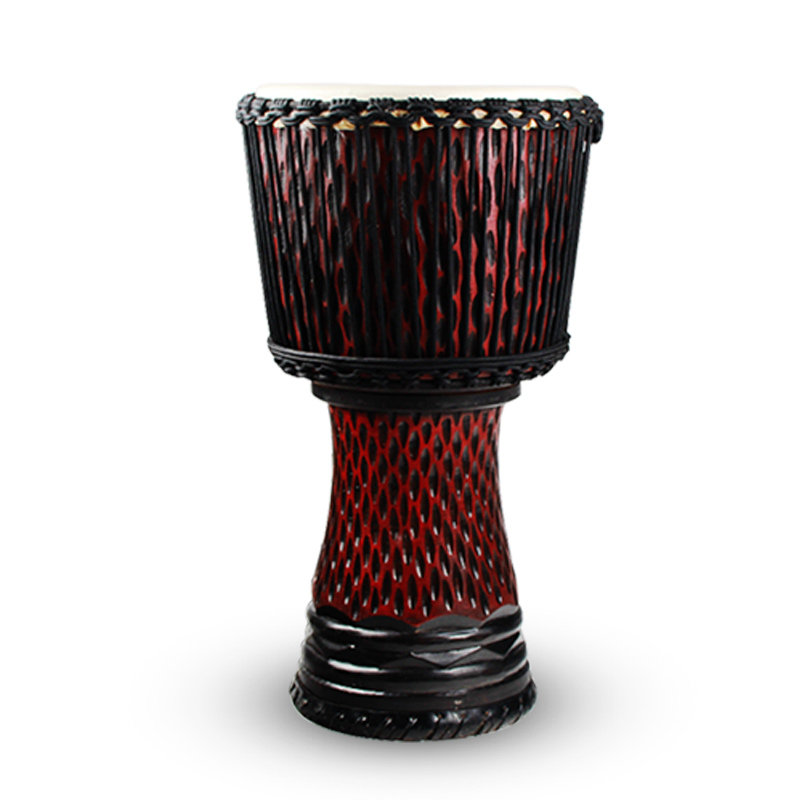 Professional African Drum for Performance, 10-Inch and 12-Inch, 13inch 14inch Solid Wood Hollowed-Out Lijiang Hand Drum, Yunnan, for Adults