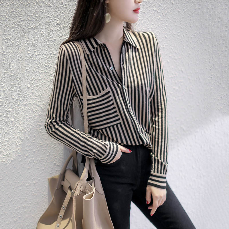 Day Faculty light extravaganza 100% Australian wool shirt woman autumn and winter workout with slim foreign shirt-shirt-weaters