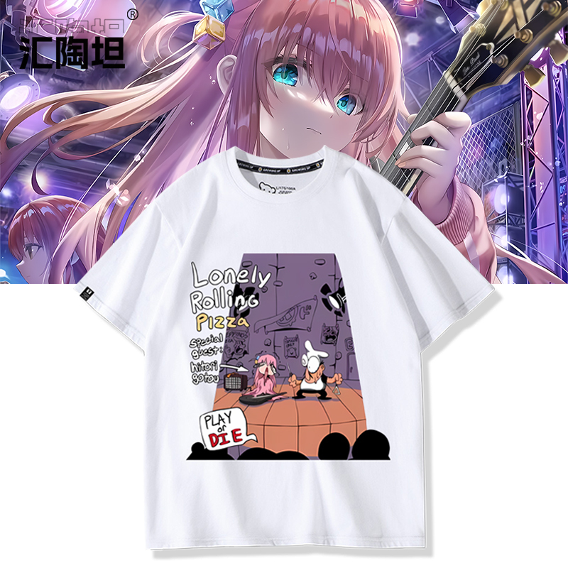 Lonely Rock Collaboration with Steam Game Pizza Tower Anime Gotoh Kazuri Merchandise Short-Sleeve T-Shirt Unisex Fan Clothing
