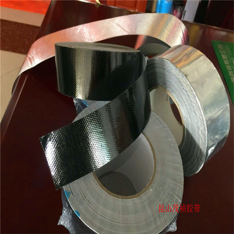 Black glass fiber cloth aluminum foil adhesive tape 50mm * 25m to make flame retardant silver aluminum foil fiber cloth tape