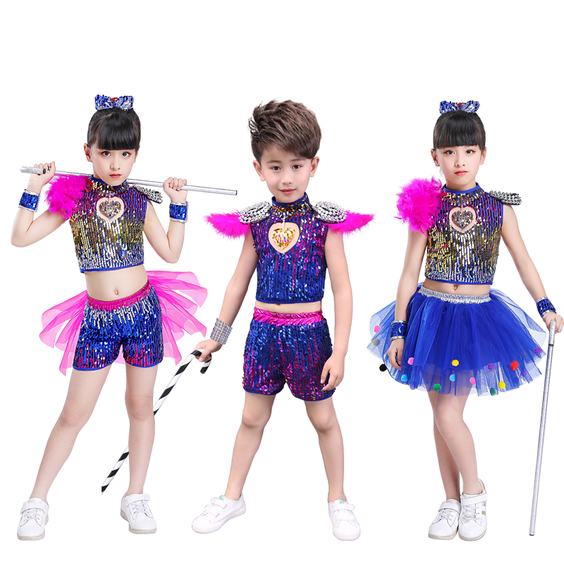 Children's Day jazz dance costumes boys and girls sequined skirts kindergarten tutu dance performance costumes