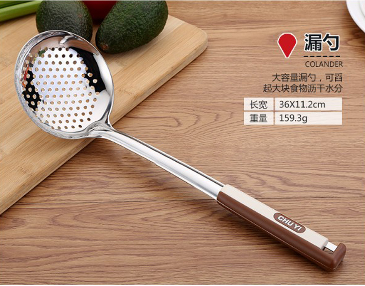 Thìa nhựa dùng trong nhà bằng thép không gỉ ba mảnh xẻng nấu ăn đầy đủ xẻng bếp muỗng súp đơn bộ dụng cụ nhà bếp - Phòng bếp chảo chiên