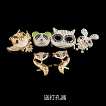 Animal Accessories Buckle DIY Pins Bag Accessories Inlaid Drilling Cat Owl Panda Fox Metal Rivet Material Shoe Buckle