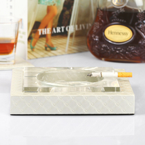 Janeouya simple riveting point European ashtray Creative Leather fashion crystal ashtray to send friends gift