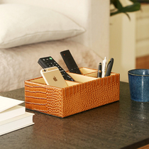 Janeouya crocodile creative office desktop storage box wooden remote control box leather skin care cosmetic box