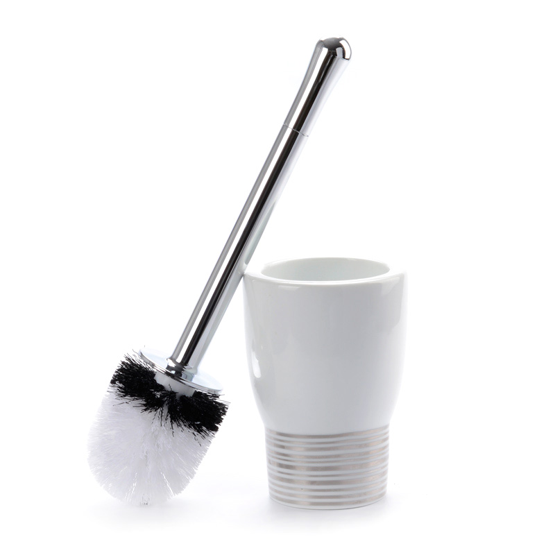 Mr Premji spirella silk pury ceramics round long handle and durable toilet brush cleaning brush set