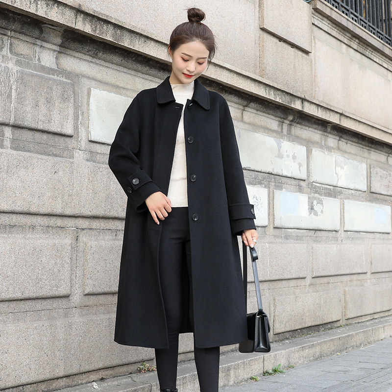 2021 Autumn Winter New Bifacial Cashmere Big Coat Woman Medium Long version over knee Han version Loose Thickened Fur Coats