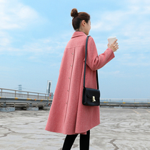 Double-sided cashmere coat womens long model 2021 autumn and winter New Hepburn wind loose high-end woolen cloak coat