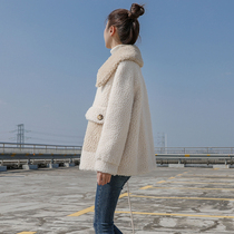 2021 Autumn New granular wool coat womens long sheep cutting wool one lamb fur coat