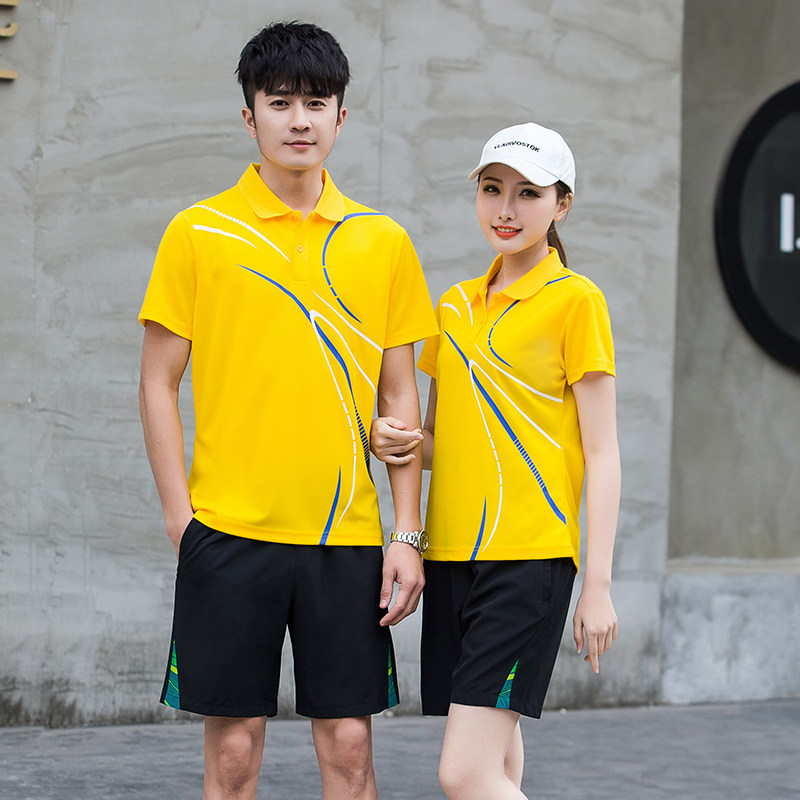 New Gas Volleyball Clothes Men and Women Short Sleeve Print Gymnastics Fitness Training Costume Competition Tennis Baseball Clothes