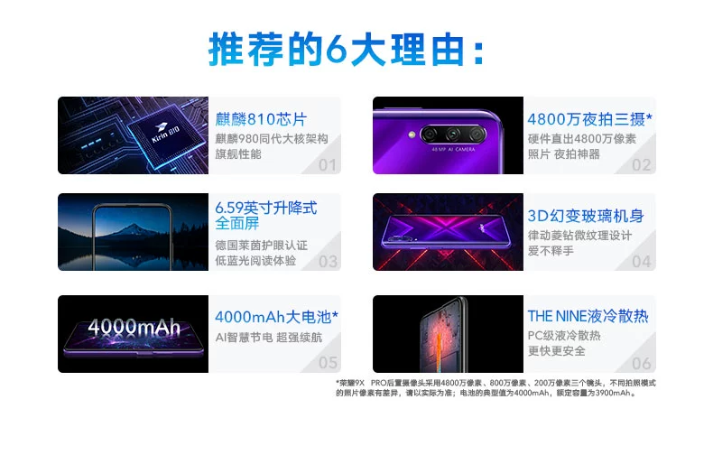 Honor 9x [Mất xung lực] Danh dự Huawei / Glory Honor điện thoại di động Honor 9xPro tận hưởng 20i 8x chính hãng - Điện thoại di động