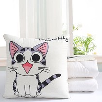 Thick cotton linen cushion pillow sleeve without core primary color 50x50 50 50 pack side double - sided pattern cat English style