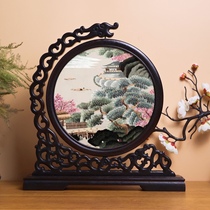 Suzhou embroidery double-sided embroidery landscape table pure hand embroidery ornaments Chinese style handicrafts new Chinese style desktop ornaments
