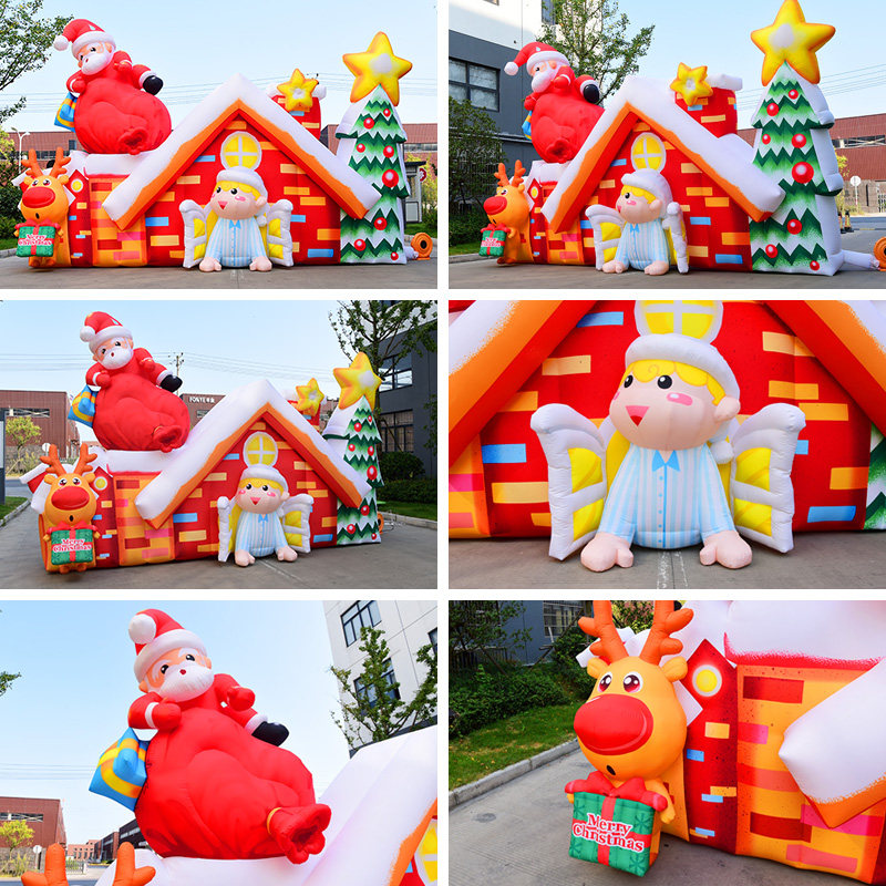 Inflatable Christmas Background Wall Christmas Old Man Christmas Tree Windmill Card Ventilation Die Customize Holiday Decorative Props