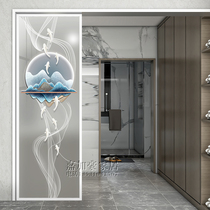 Carved art glass screen partition entry entrance living room bathroom frosted half wall blocking tempered nine fish pattern