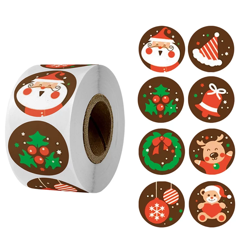 [500шт Merry Christmas Stickers Christmas Tree Elk Candy]