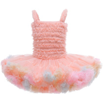 Infant 1 birthday dress little girl TUTU skirt 2 girl princess tutu skirt child 4 suspender mesh skirt 3 years old