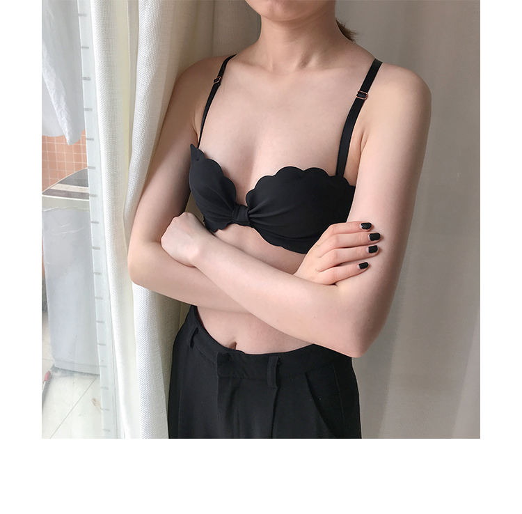 Xin Bang Bang Bra Ren Màu rắn Quần ngực nhỏ Quần lót Cô gái Tập hợp Quần liền mạch Quần hai mảnh Set quần lót nữ cao cấp