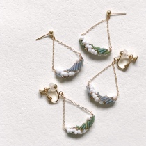 omoi no mama Japanese style beaded earrings * Matte symphony series hanging basket shape