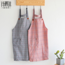 Apron household womens kitchen waterproof and oil-proof cooking summer thin Korean fashion waist mens skirt shoulder strap type