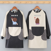 Apron Long sleeves Working mens home Anti-wear hood Kitchen Waterproof Greaseproof Nets Red Women Cute 2021 new adults