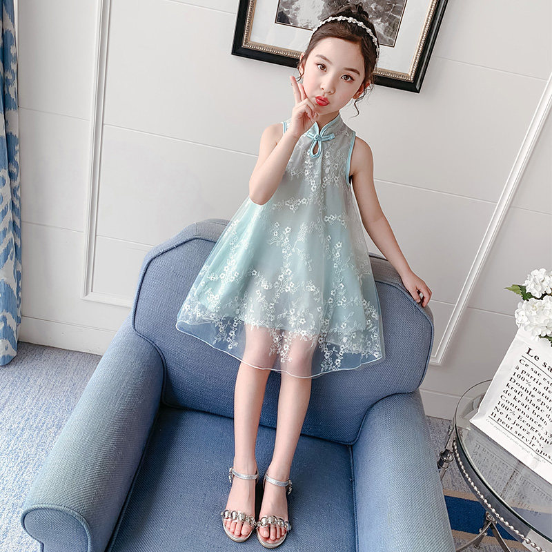 Girls summer dresses 2021 new little girl long dress super fairy princess dress summer little fairy skirt