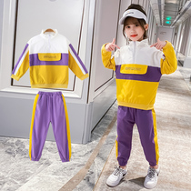 Girls  suit spring 2021 new net red childrens foreign style spring and autumn Korean version of the fashionable little girl two-piece set tide