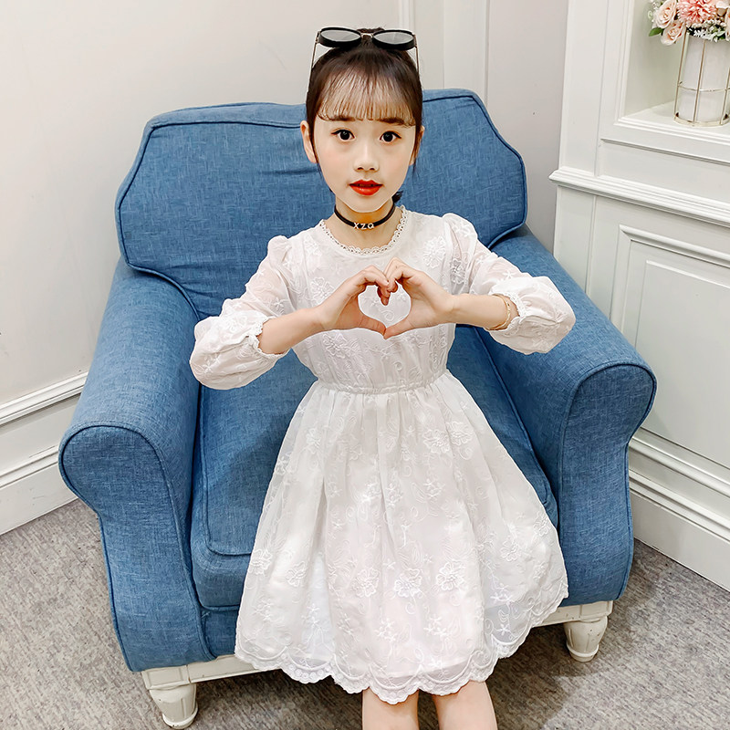 Girls Dress Spring Clothing 2023 New Children's Yang Princess Dress Girl Han Edition Zhongba Skirt Children's Dress