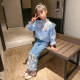 Girls' suits autumn clothes 2022 new children's net red fashion spring and autumn foreign style children's jeans two-piece suit trendy